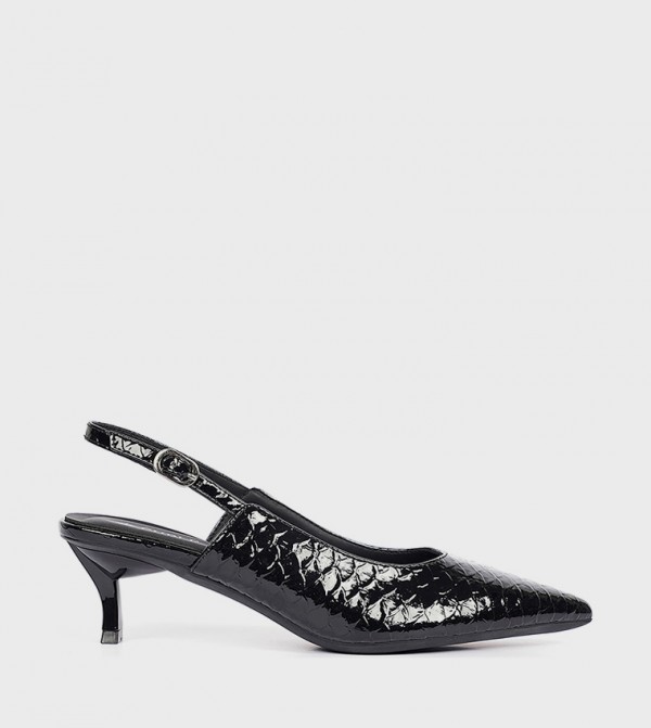 Textured Pointed Toe Slingback Pumps