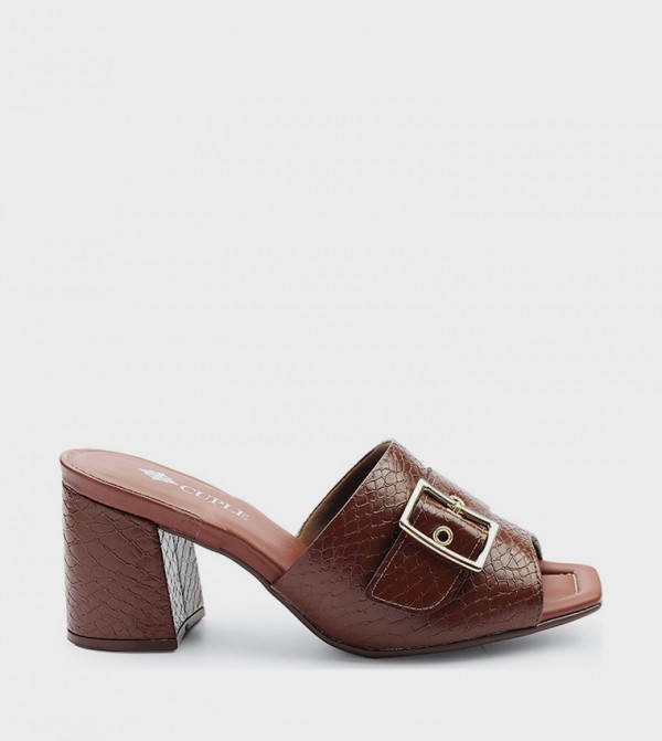 Textured Open-Toe Heeled Sandals