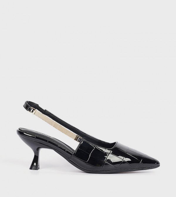 Textured Pointed Toe Slingback Pumps
