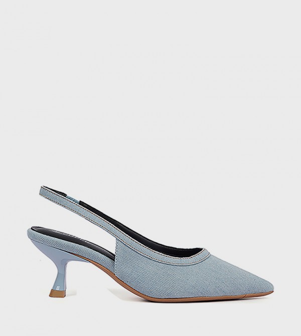 Washed Denim Slingback Pumps