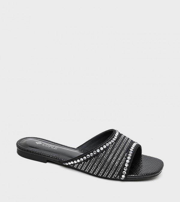 Embellished Open Toe Flat Sandals