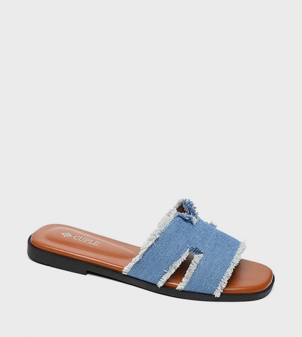 Faded Open Toe Flat Sandals