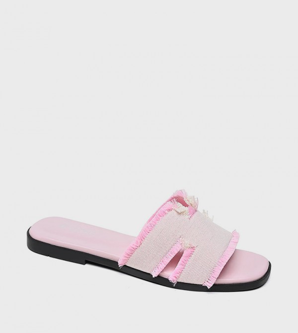 Textured Open Toe Flat Sandals