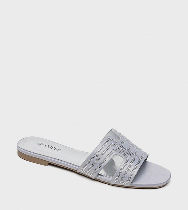 Embellished Cut-Out Flat Sandals