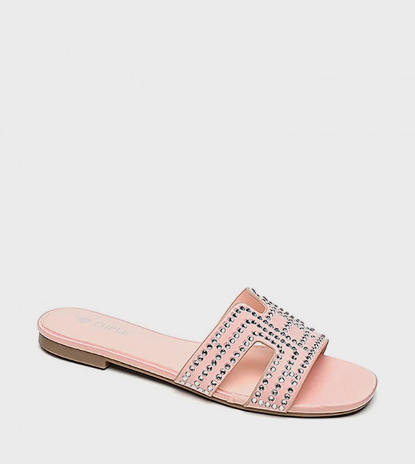 Embellished Cut-Out Flat Sandals