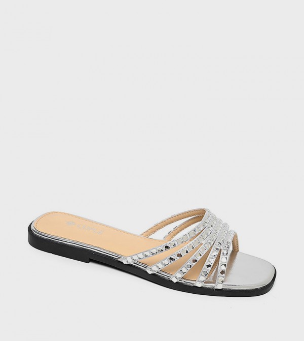 Embellished Open Toe Flat Sandals