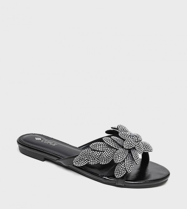 Embellished Open Toe Flat Sandals