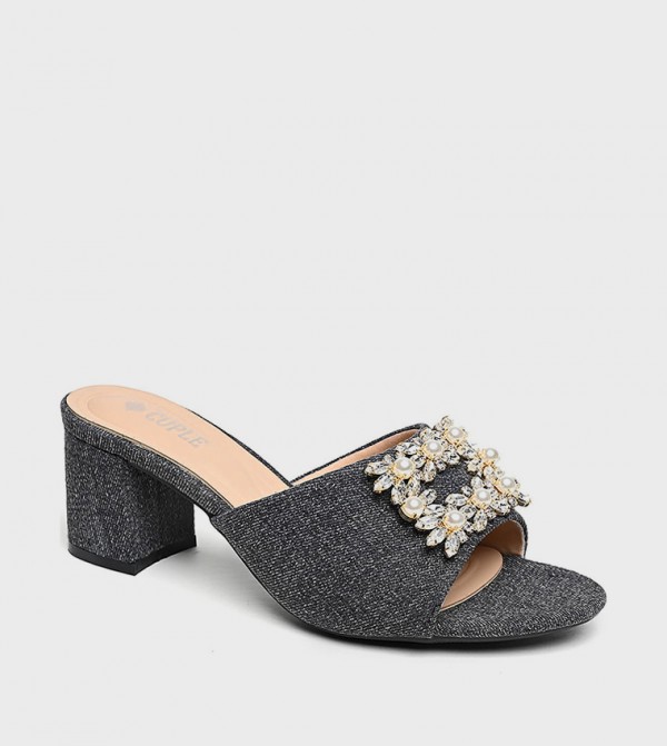 Embellished Open Toe Heeled Sandals
