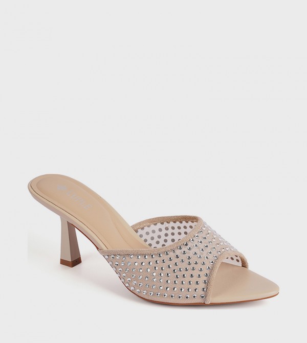Embellished Peep Toe Heeled Sandals
