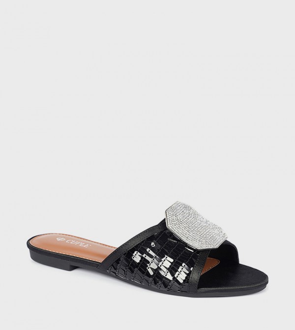Embellished Open Toe Flat Sandals
