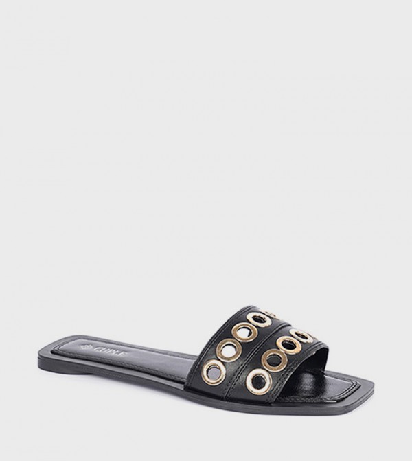 Eyelet Open Toe Flat Sandals