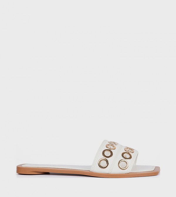 Eyelet Open Toe Flat Sandals