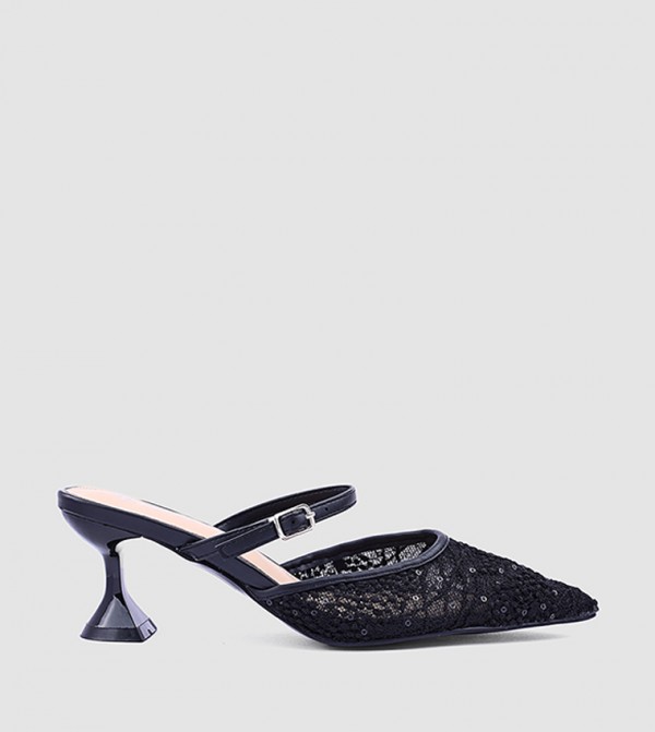 Lace Pointed Toe Heel Pumps
