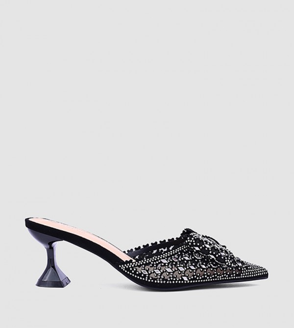 Embellished Pointed Toe Heel Pumps