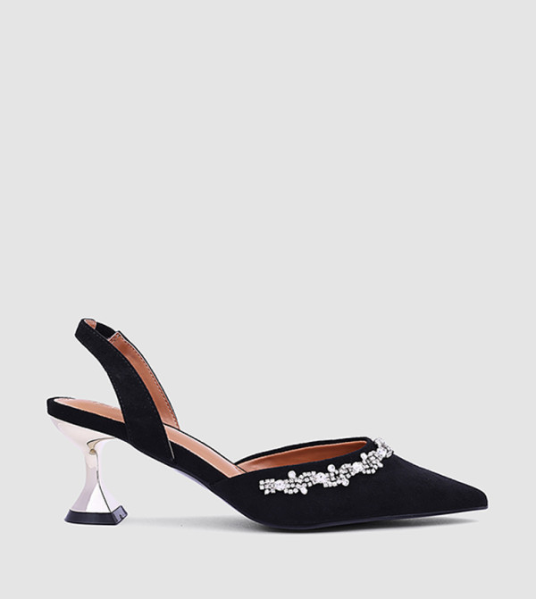 Embellished Pointed Toe Heel Pumps
