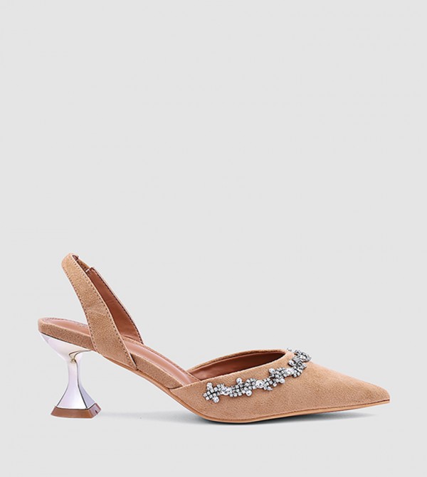 Embellished Pointed Toe Heel Pumps