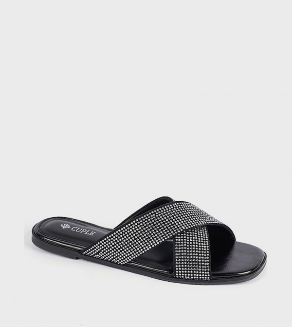 Studded Criss-Cross Flat Sandals