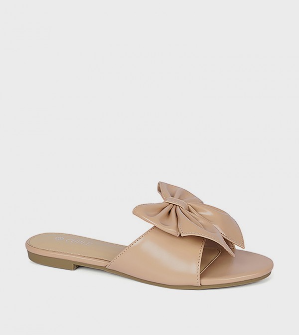 Bow Detail Open Toe Flat Sandals