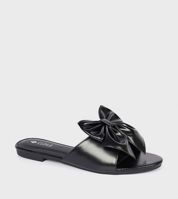 Bow Detail Open Toe Flat Sandals