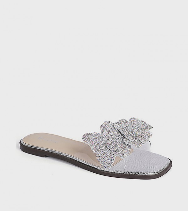 Embellished Open Toe Slide Sandals