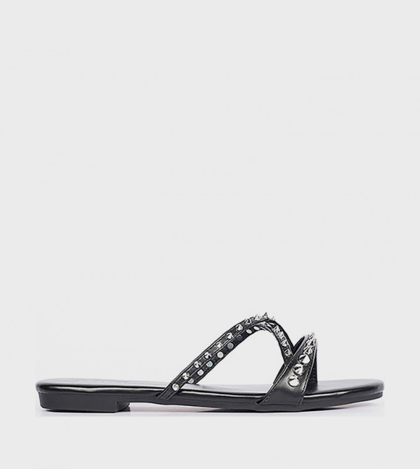 Studded Open Toe Flat Sandals