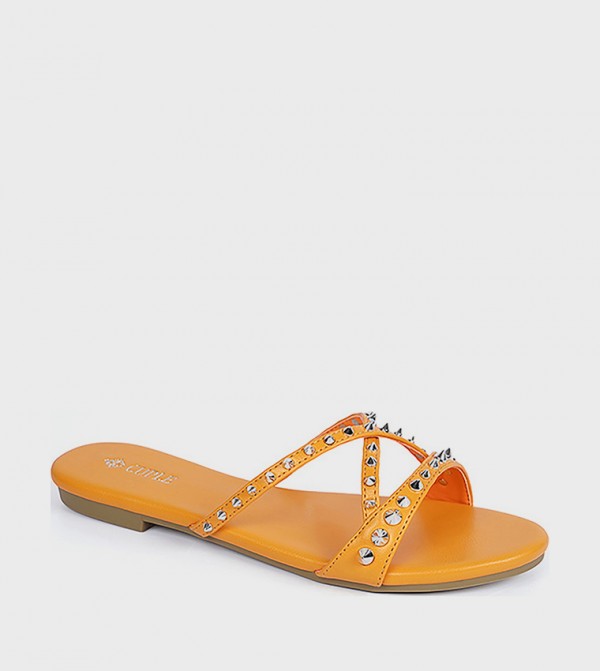 Studded Open Toe Flat Sandals