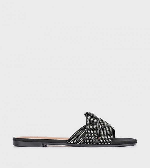 Embellished Criss-Cross Slide Sandals