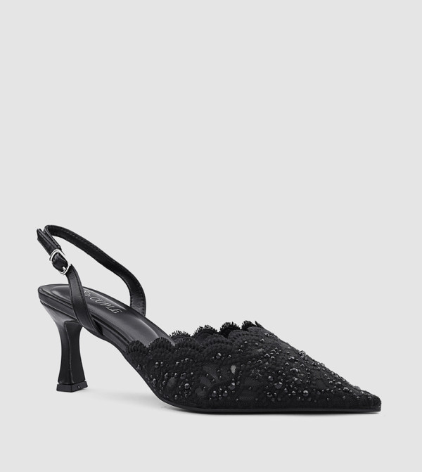 حذاء كعب دانتيل بمقدمة مدببة