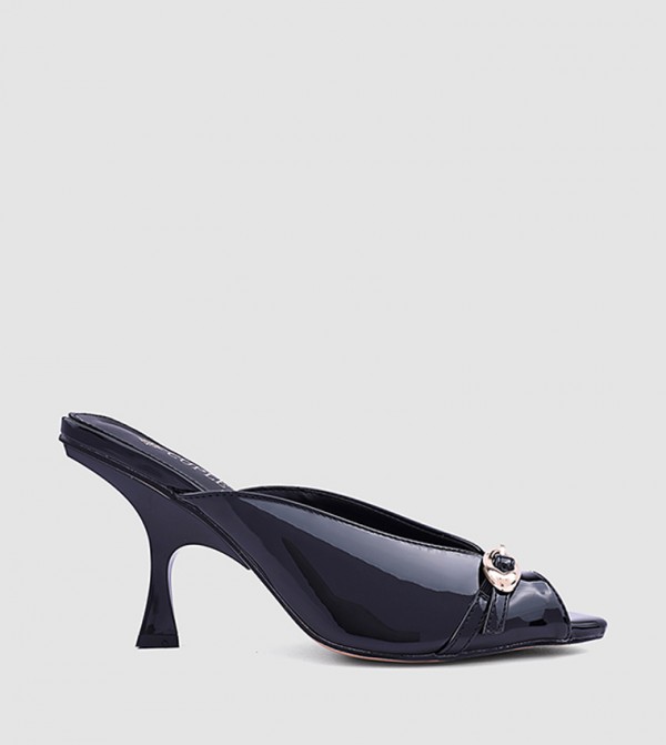 Buckled Detail Peep Toe Heel Sandals