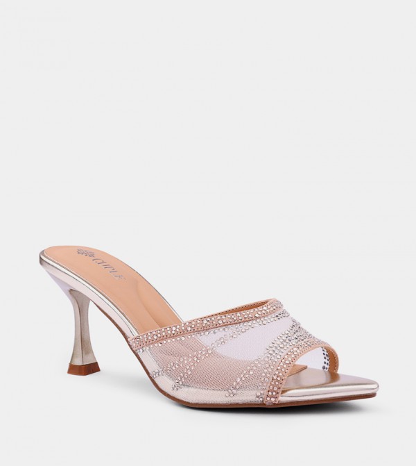 Embellished Open Toe Heel Sandals