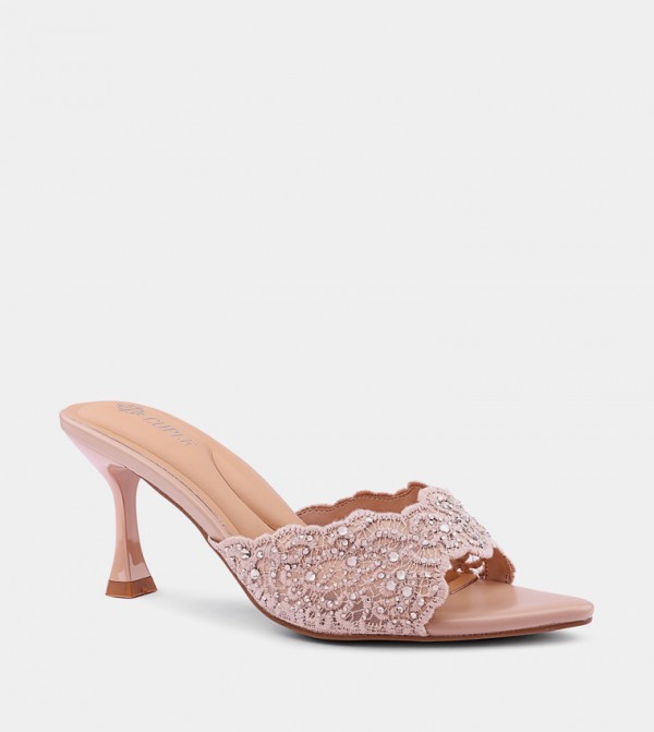 Embellished Open Toe Heel Sandals