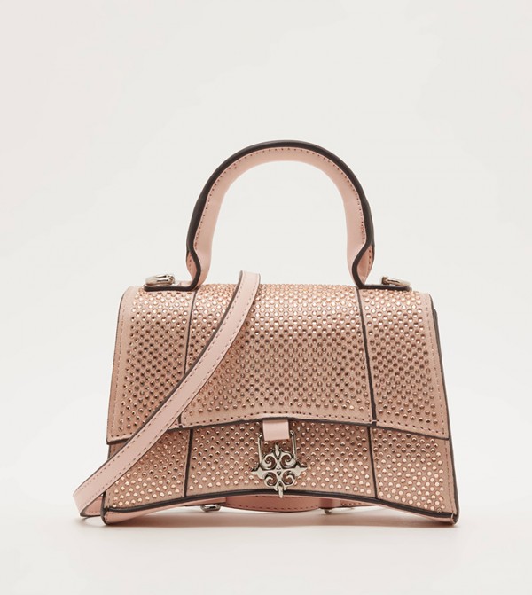 Embellished Top Handle Bag with Sling