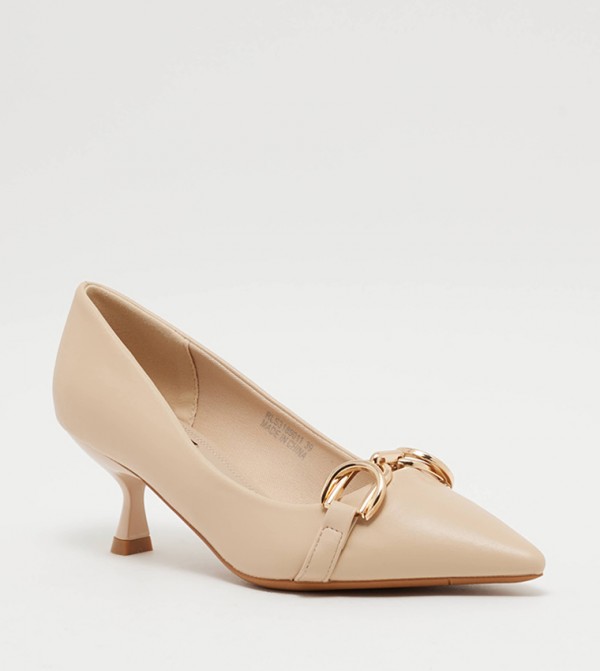 Metal Accent Pointed Toe Pumps