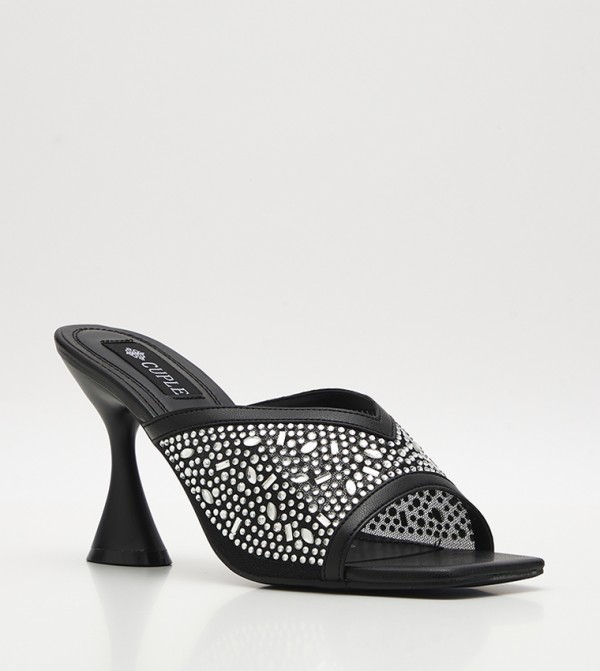 Embellished Open-Toe Heel Sandals