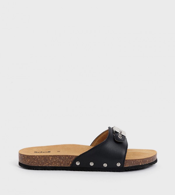 Mules Black Pescura Flat Cork