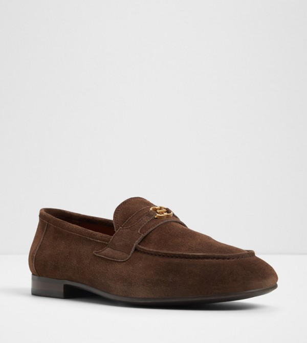 FIERO Metal Accent Suede Loafers