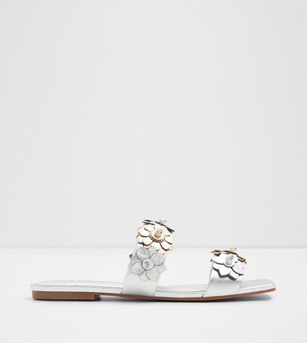 FIORE Floral Appliqued Flat Sandals