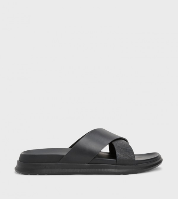 Textured Criss-Cross Strap Comfort Sandals