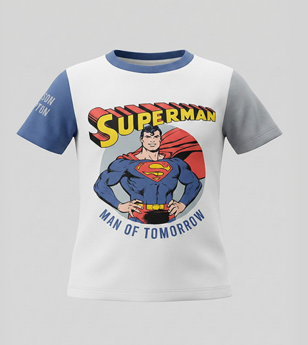 تيشيرت بطبعة وقبة مستديرة 