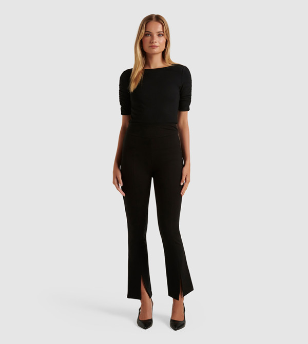 Buy Forever New LAYLA Flared Pants With Slit In Black 6thStreet Qatar buy-forever-new-layla-flared-pants-with-slit-in-black-6thstreet-qatar