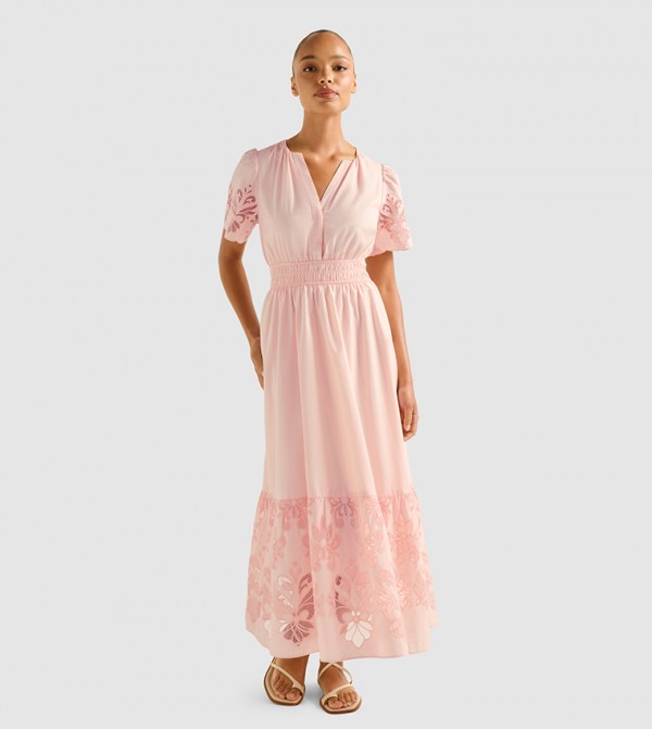ELEANOR Embroidered V-Neck Maxi Dress