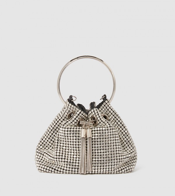 SKYLAH Embellished Hoop Handle Drawstring Bag