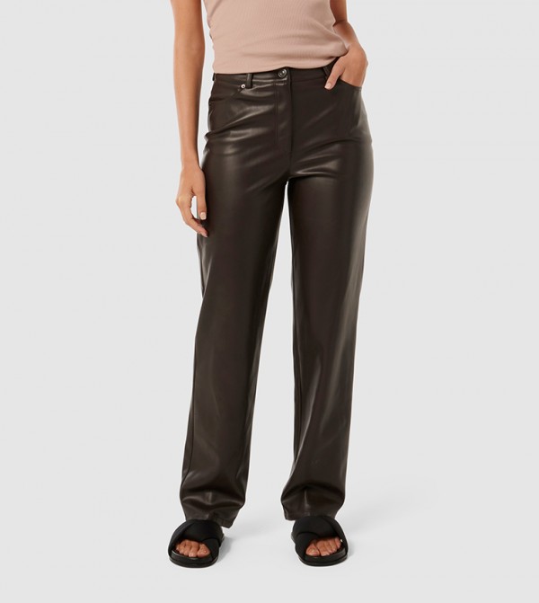 UNA Vegan Leather Straight Fit Pants