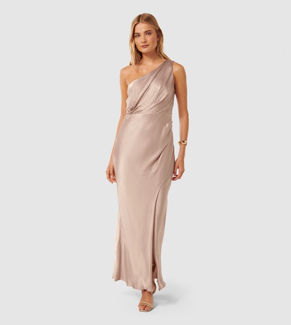 EMILY One Shoulder Satin Maxi Dress