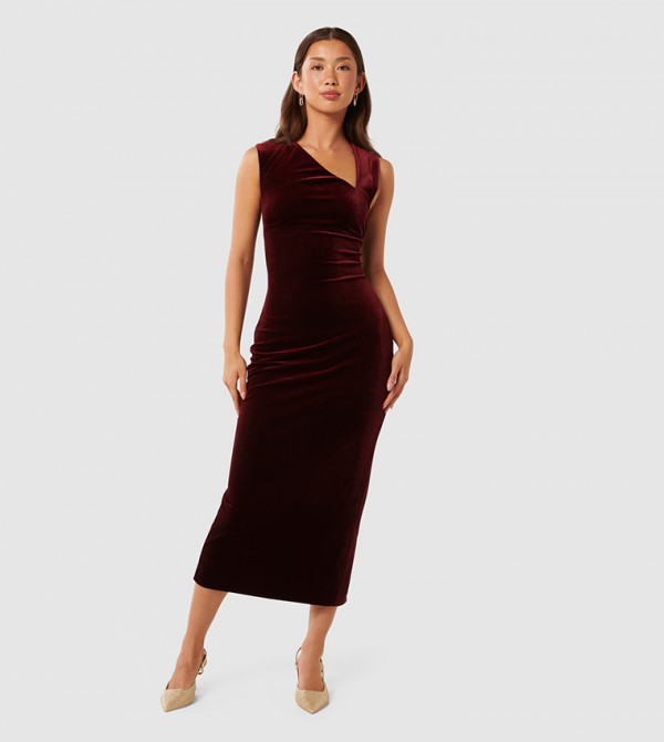 REESE Asym Velvet Midi Dress