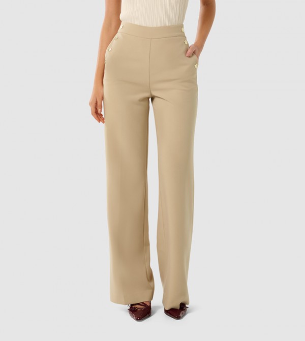 KEHLANI Solid Wide Leg Pants