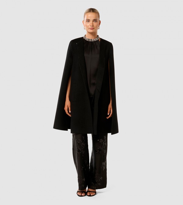 BETH Felled Seam Cape Coat