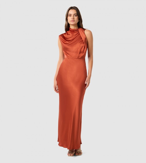SIENNA High Neck Satin Maxi Dress