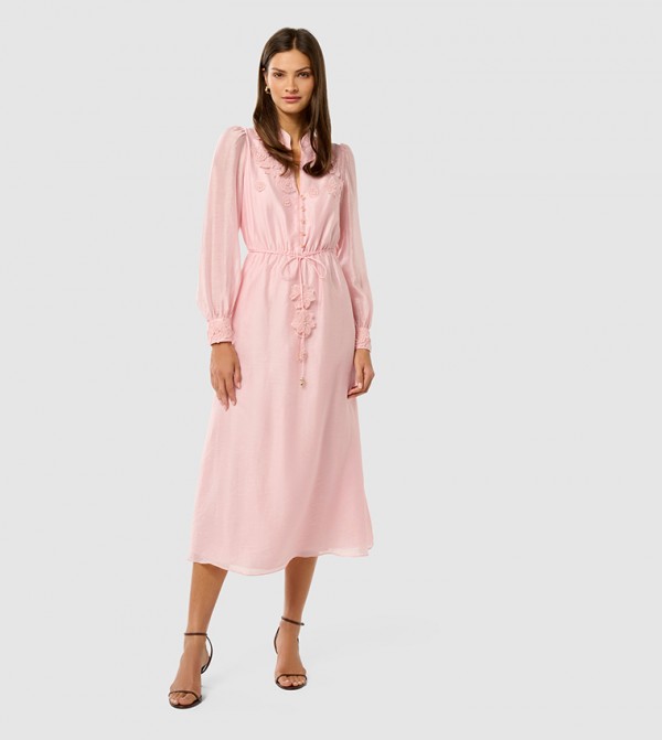 YASMIN Floral Appliqued Midi Dress