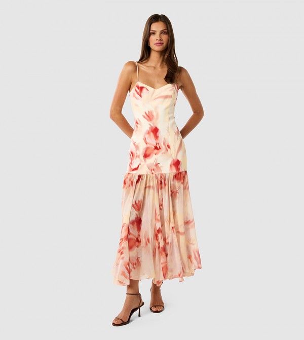 LUCA Printed Dropped Waist Maxi Dress